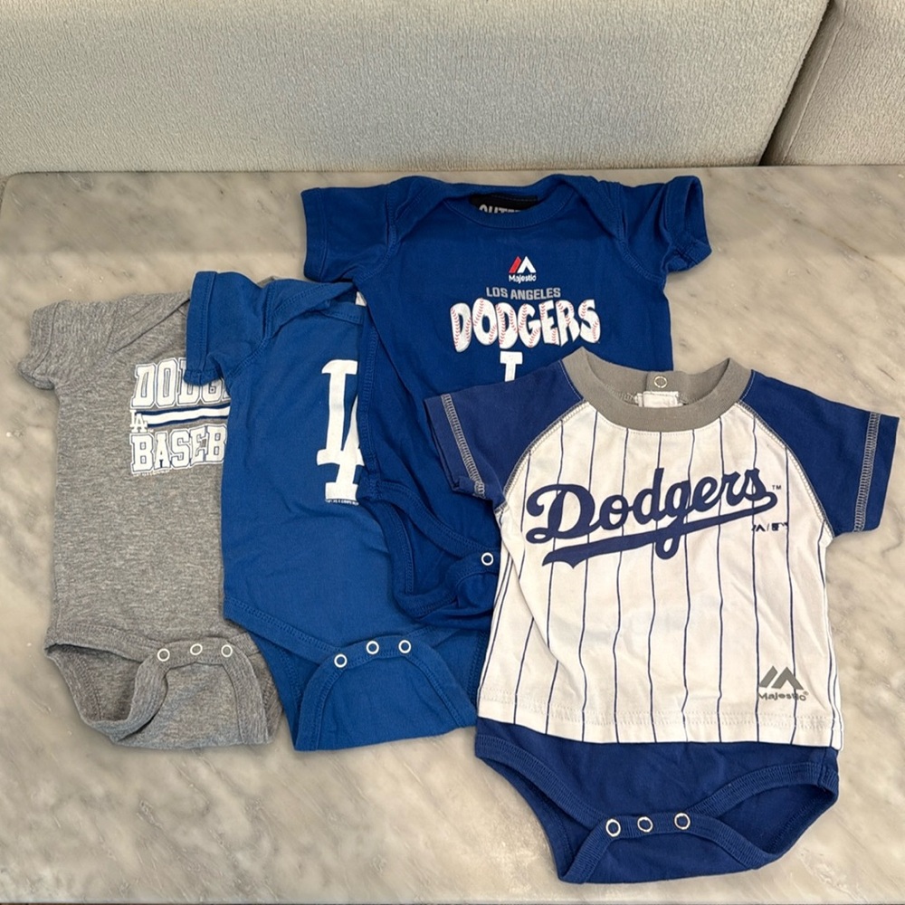 4 Dodgers/LA baby onesies